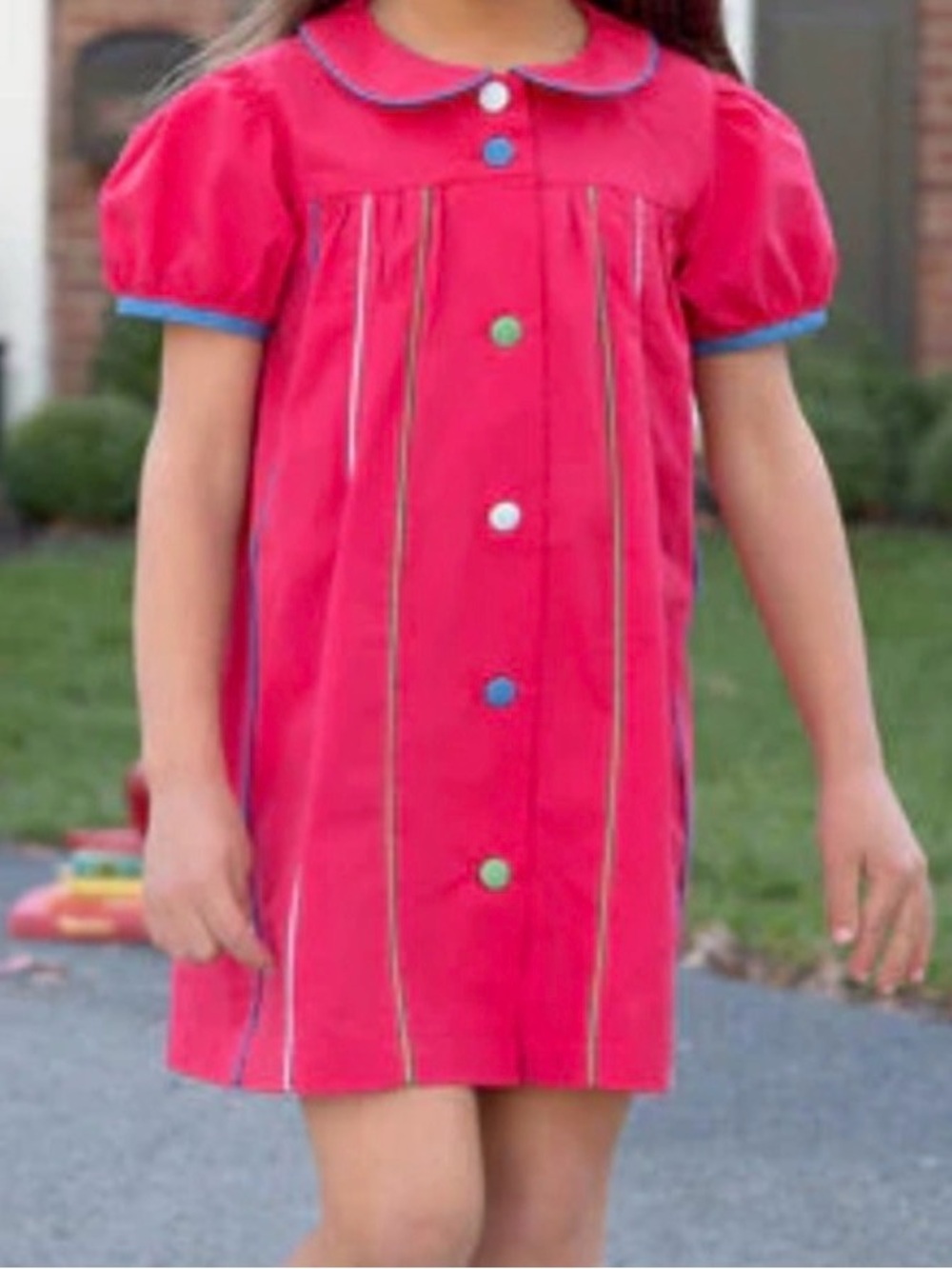 The Beaufort Bonnet Company Tabitha Teacher’s Pet Dress with Multi-Color Buttons